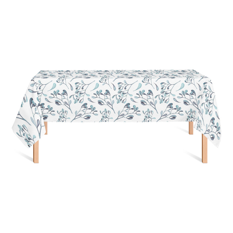 Nappe aquarelle 3 feuilles et baies grises, Bleu