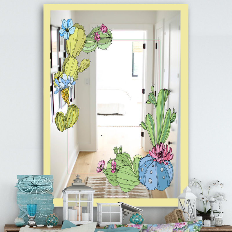 Cactus 2 - Miroir mural traditionnel, H 39,4 po x l 29,5 po