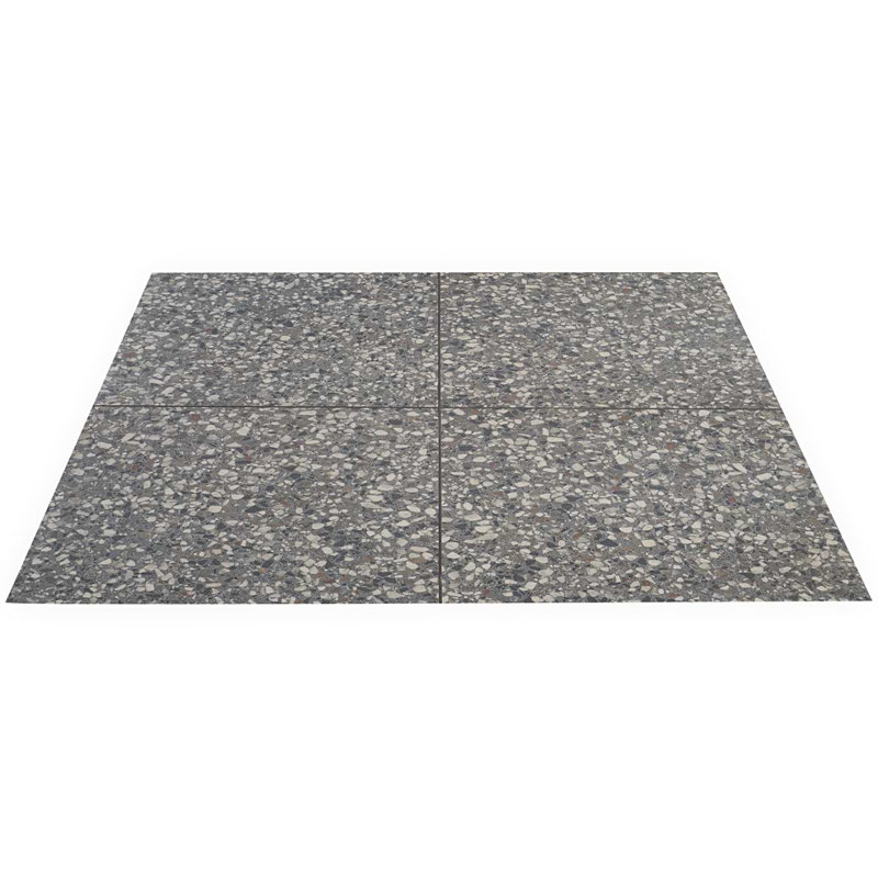 Kobe Flakes 24X24 Terrazzo Look Matte Porcelain Tile, Charcoal Gray