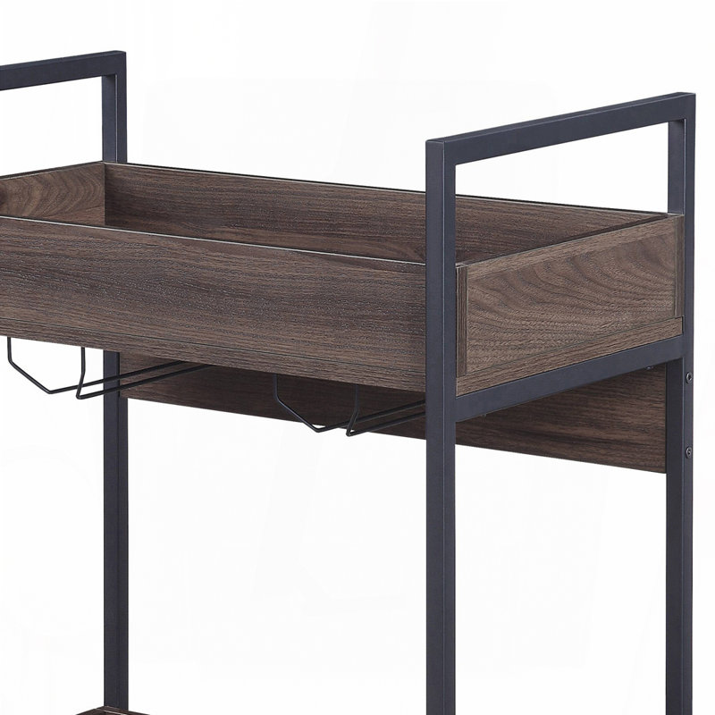 Walnut and Black Serving Cart