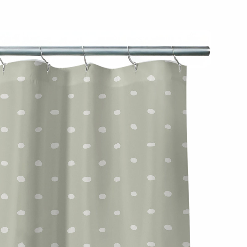 Rideau de douche ultra-mince Teeny Tiny, Pois vert clair 2, H 70 po x l 90 po