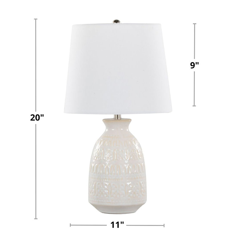 Talon 20" Ceramic Table Lamp Set, Off-White