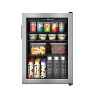 Réfrigérateur à boissons de 17 po à 70 canettes avec garniture en acier inoxydable, 2,5 pi³ pi (km-br25ss)