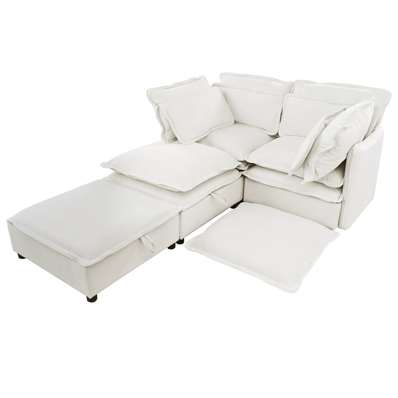 U_Style Double-Layer Cushion Modular Sofa, Beige