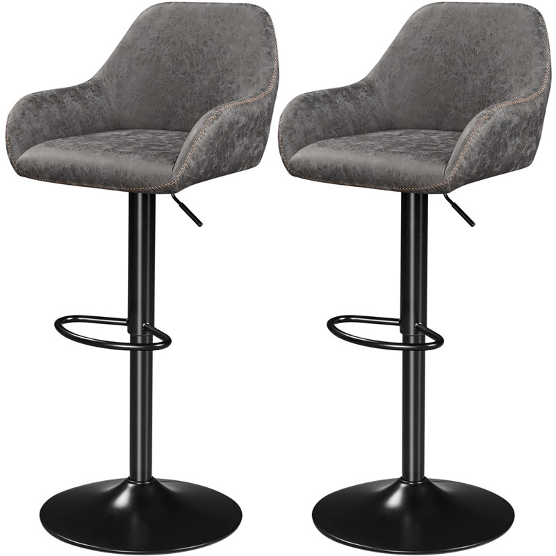 Eastway Swivel Upholstered Adjustable Height Counter Stool with Metal Frame, Gray