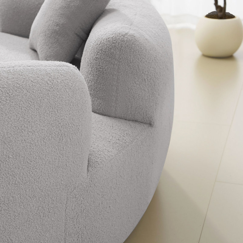 Boneless 66.93" Curved Loveseat Full Compression Sponge Sofa, Teddy Velvet Fabric, No-Assembly Compact Sofa For Small Spaces & Apartments, 350 Lbs Capacity