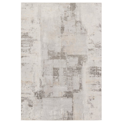 Tapis abstrait crème / taupe Proto (9 pi 2 po x 11 pi 9 po)