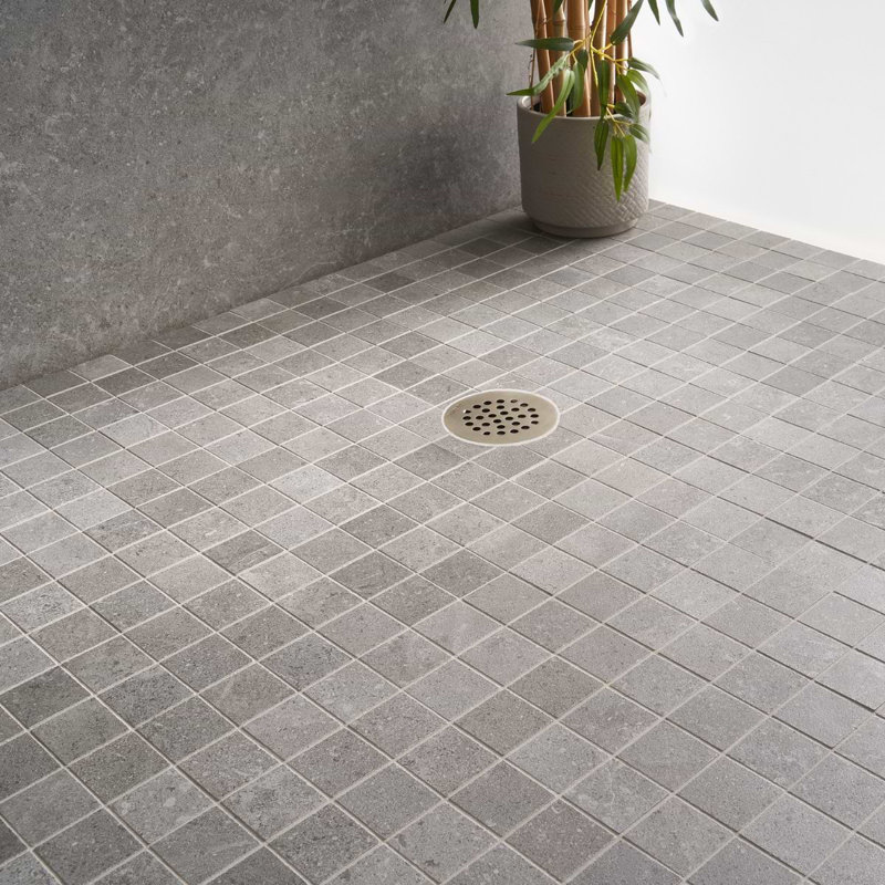 New Rock 2X2 Matte Porcelain Mosaic, Fossil Dark Gray