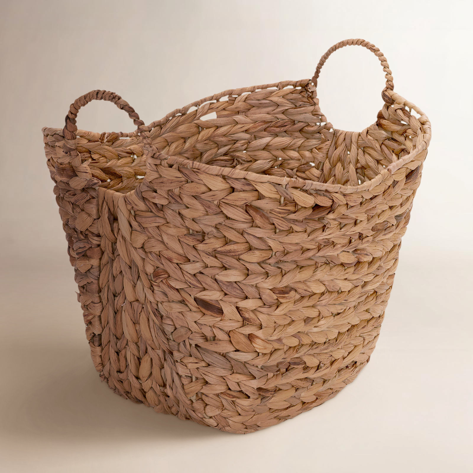 Handwoven Jute Storage Bin, Natural - Water Hyacinth