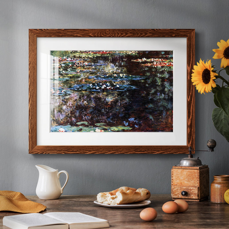 "Water Garden At Giverny" par Monet, reproduction d'art sur papier, Érable, H 18 po x l 26 po