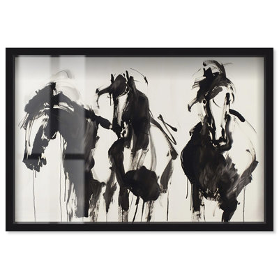 Horses in Ink Shadowbox Print Farm Animals Art by Art Remedy
