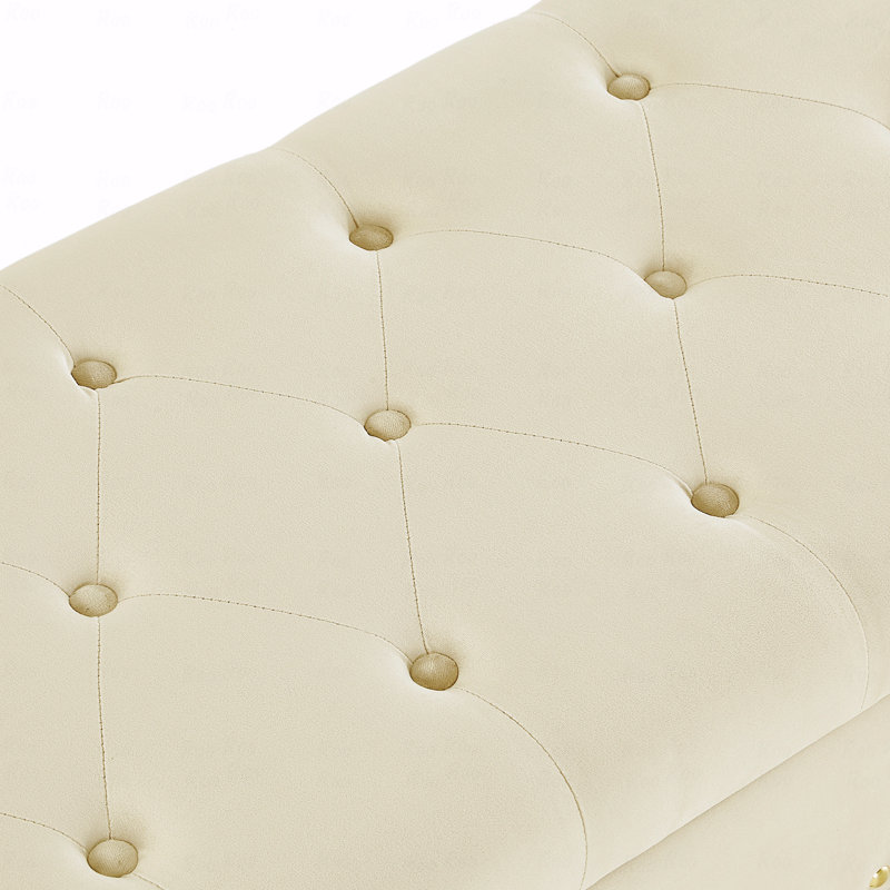 Tufted Bench With Storage, Cream