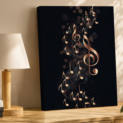 Canvas Create A Visually Captivating Digital Artwork Featuring A Swirling Cascade Wall Art Of Musical Notes Elegantly Intertwined With Canvas Wall Art
