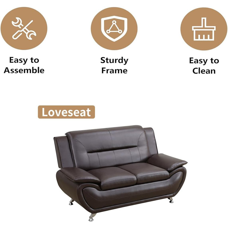 61" Upholstered Loveseat, Brown