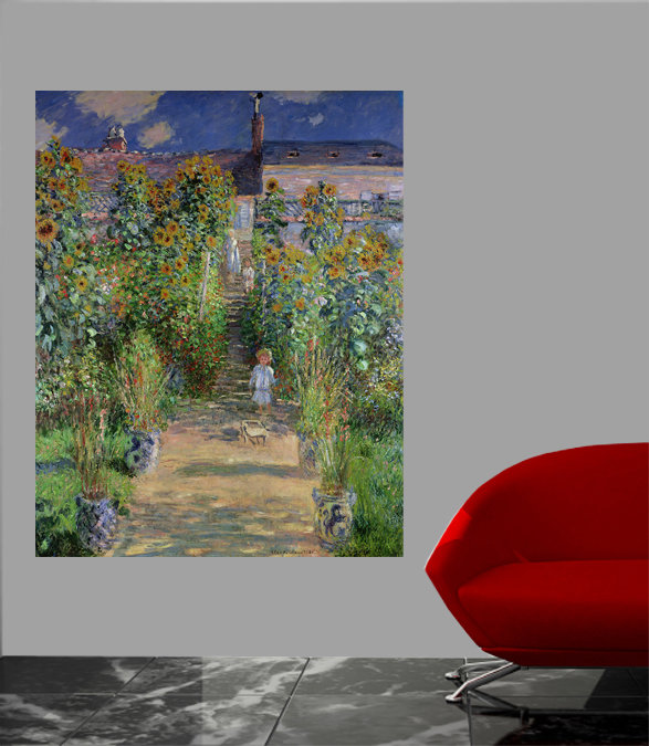 Adhésif mural Monet, Le jardin de l'artiste à Vetheuil (1880), H 24 po x l 19 po