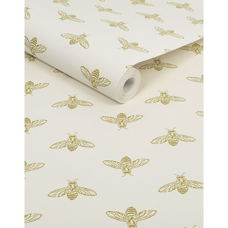 Joules Block Print Bee Wallpaper, Gold