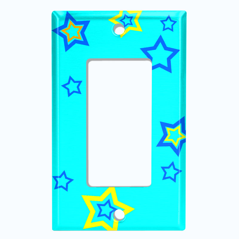 Teal Yellow Star Patterned 1 - Gang Rocker Standard Wall Plate