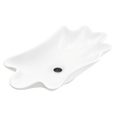 Vasque à poser blanche en forme de coquillage, 61 x 33 cm, style spa, surface non poreuse, nettoyage facile, contour 3D, courbes douces, résistante au jaunissement