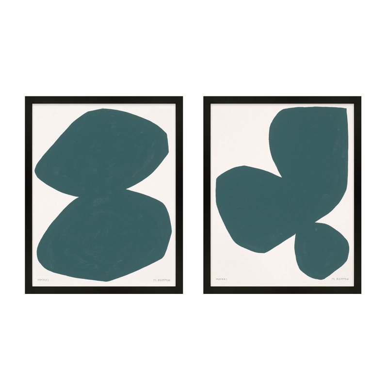 Yara, ensemble abstrait sur blanc par Michael Kempen - art mural encadré, Noir, H 50 po x l 40 po x P 1,25 po
