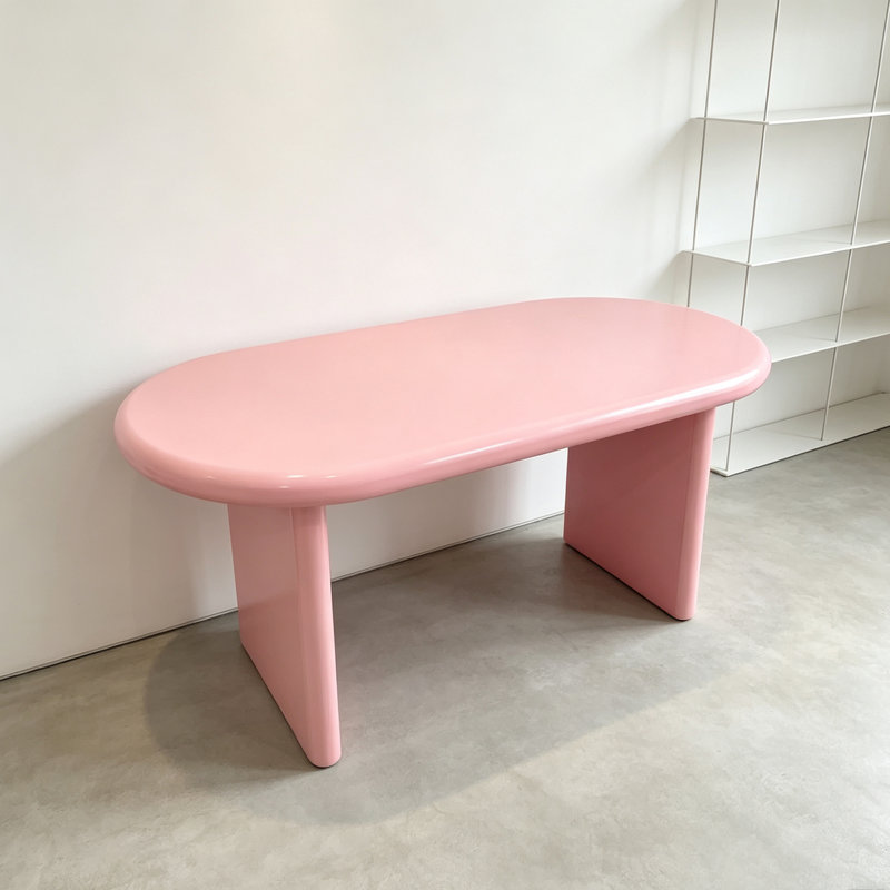 Bureau en bois massif rose au design moderne et minimaliste, H 29,52 po x l 47,24 po x P 19,68 po, Rose