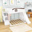 Lit superposé simple au-dessus de double en bois avec escalier de rangement, glissade, garde-robe-251113382