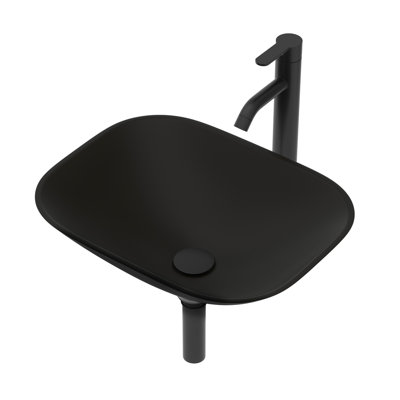 Wimer Bathroom Sink With Matte Black Faucet And Pop-Up Drain - Made Of Tempered Glass For Superior Quality Art Basin Practical Enhances Appeal