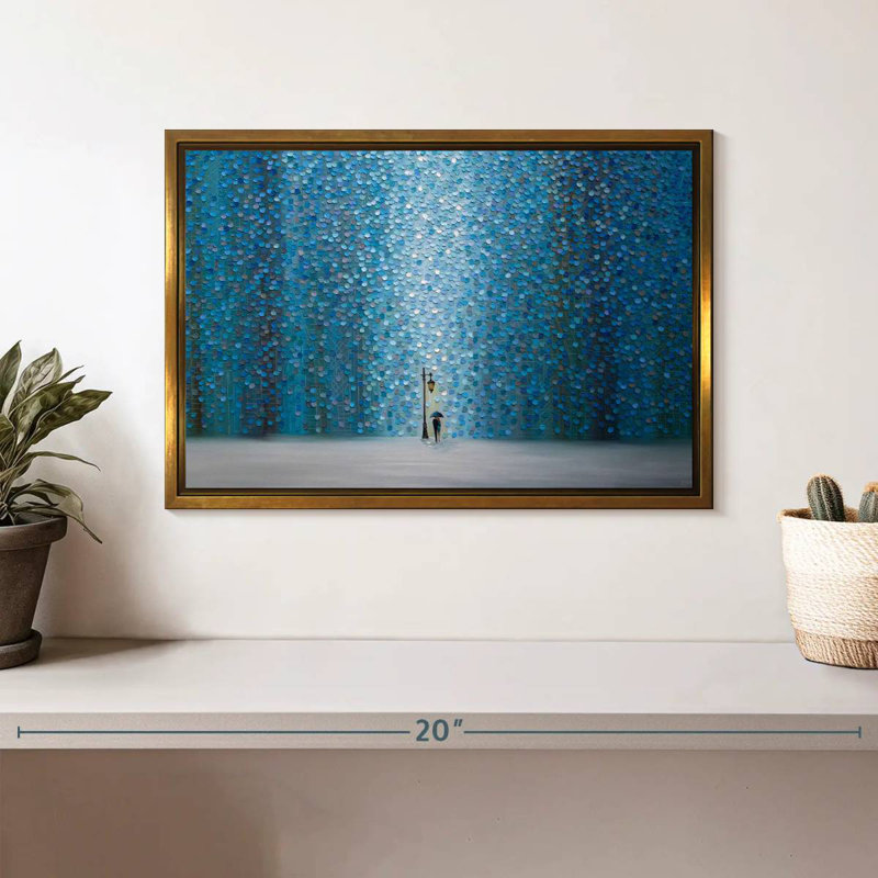 Pluie nocturne, Cadre flottant doré, 13 po x 9 po