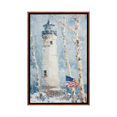 Phare d'hiver - reproduction d'art murale - toile encadrée