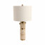 Lampe de table moderne en travertin avec 2 poignées pour chevet de chambre à coucher - petit éclairage d'appoint avec abat-jour tambour pour bureau ou salon - 26 po, brun clair et doré