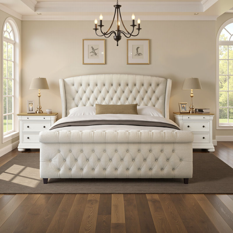 Ensemble de chambre à coucher 3 pièces, Crème, Grand