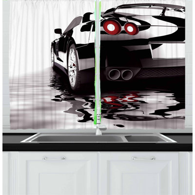 Cars 2 Piece Kitchen Curtain