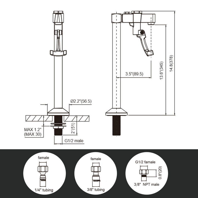 Deck Mount Glass Filler Faucet