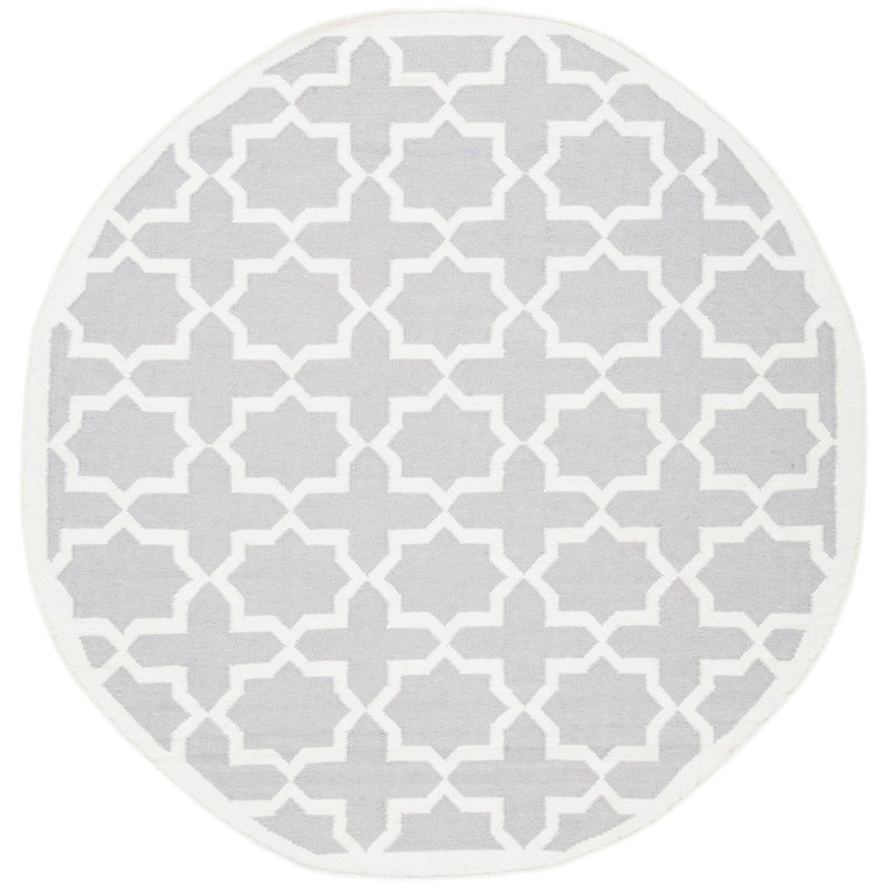 Geometric Wool Hand Woven Area Rug, Round 183cm
