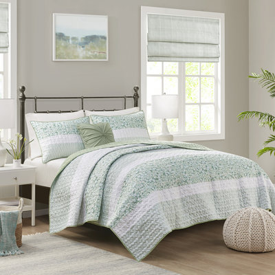 Ensemble de courtepointe 4 pièces très grand / très grand - tissu en tissu gaufré, rembourrage, literie de style chic et shabby chic, lavable à la machine