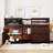 Twin Size Low Loft Bed with Rolling Desk, Shelf and Drawers-1727799147