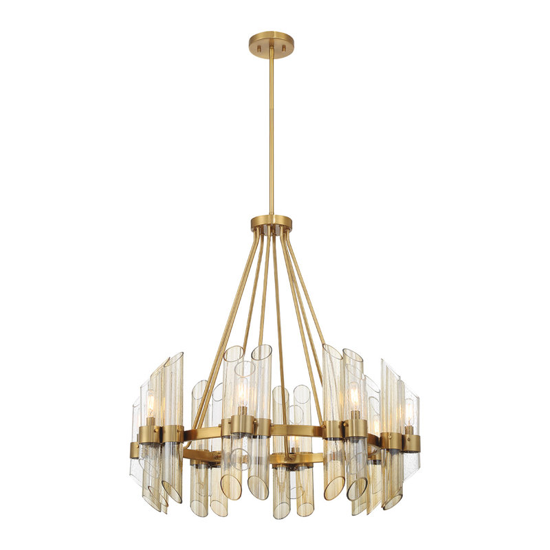  Lustre 8 lumières en laiton chaud Biltmore, 1 étage, H 31 po x l 30 po x P 30 po, 8 lumières