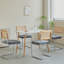 Chairs - Scandinavian Velvet Dining Chair - Rattan Back Chair - Metal Legs-918166190-918166234