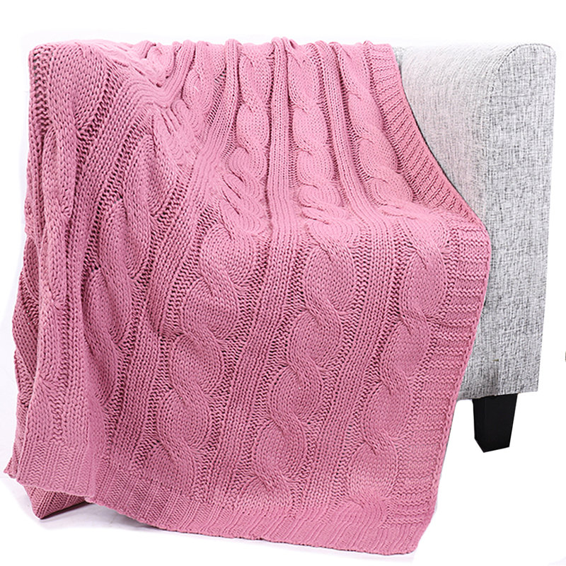Jeté doux en tricot double torsadé, couverture en tricot torsadé pour canapé, lit ou sofa, couverture en tricot acrylique, couverture douillette et confortable, 50 po x 60 po