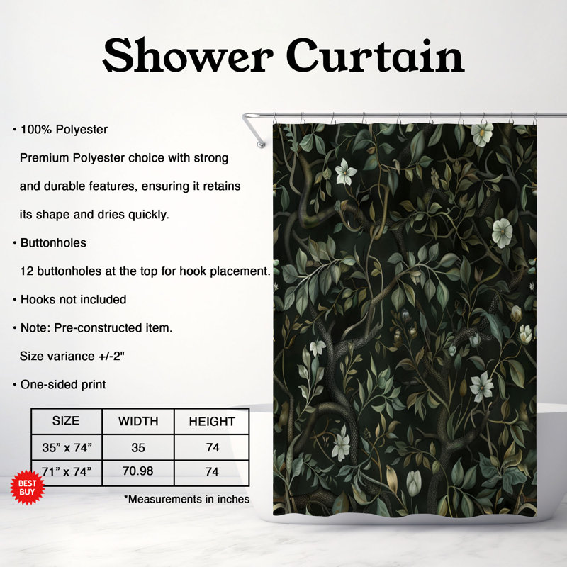 Rideau de douche foncé Premium Gardenia, H 74 po x l 71 po