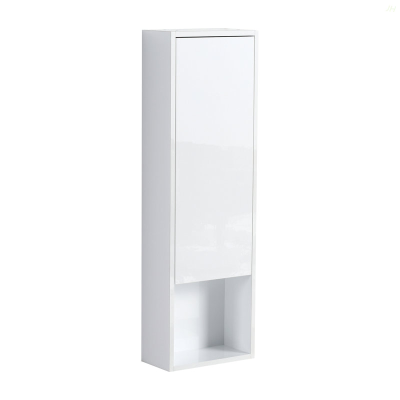 12" Bathroom Wall Cabinet, Soft Close Doors, Float Mounting Design,Glossy White,(KD-Packing)