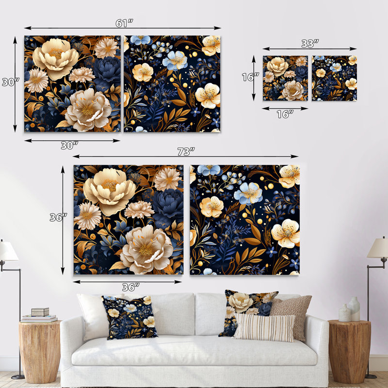 Couronne - Ensemble de 2 art mural en verre acrylique, H 36 po x l 73 po