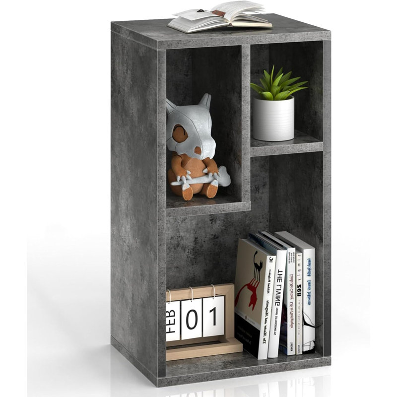 3 Cube Bookcase, Modern Storage for Standard Textbooks, Vertical or Horizontal, Easy to Assemble, Gray