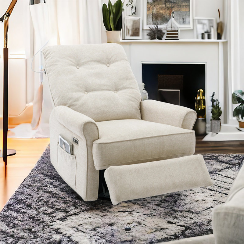 Fauteuil inclinable Ezzidi, Mélange de lin crème