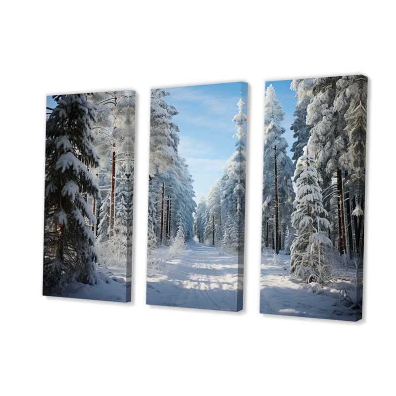 Winter Snowy Evergreen III 3 pièces, H 28 po x l 36 po x P 1 po