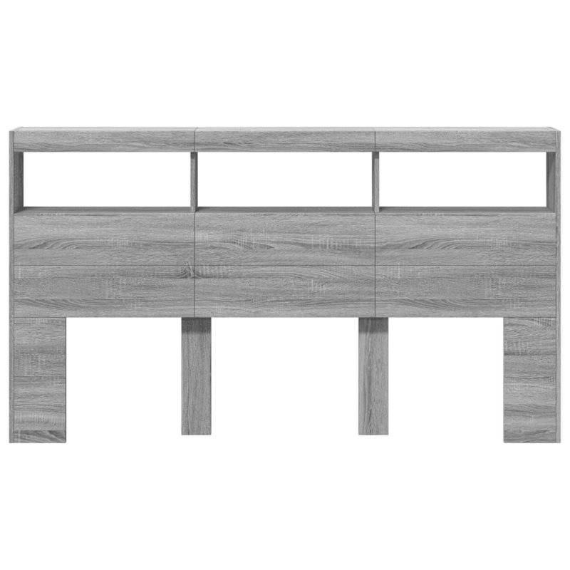 Cedria Bookcase Headboard, Super King - 180 x 200 cm, Grey Sonoma