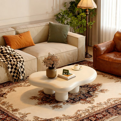 Compean Cute Cloud-Shape Coffee Table, Coffee Table with 3 Short Legs,Funky Contemporary Living Room Low Coffee Table for Sitting on The Floor