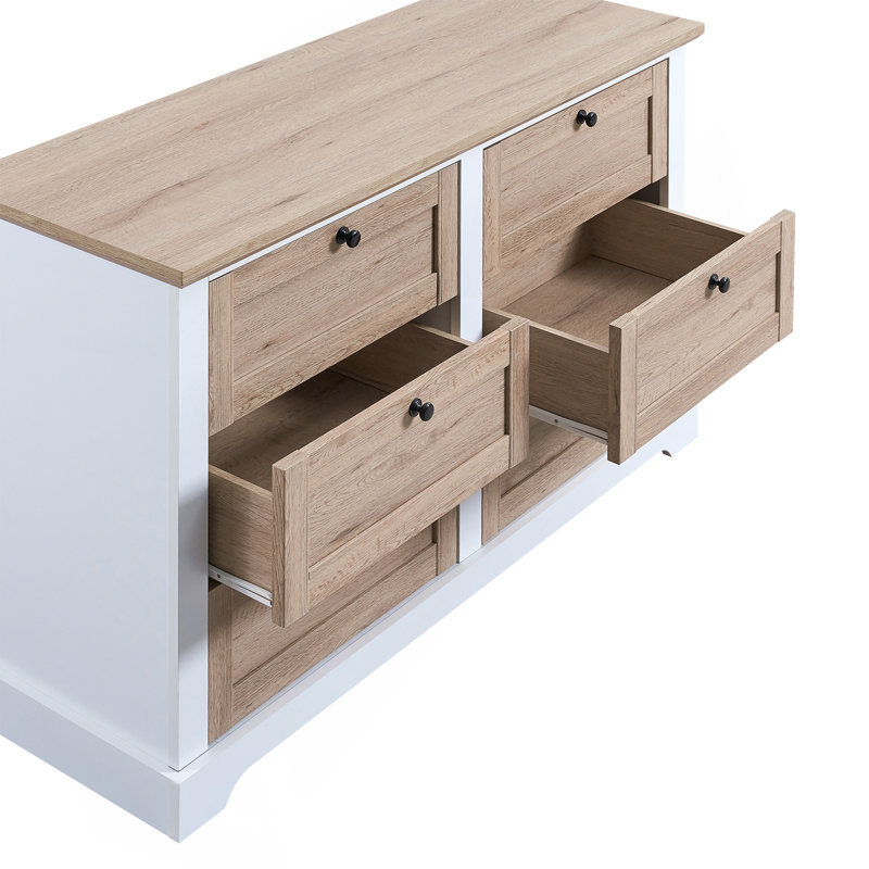 Modern 6 Drawer Master Dresser With Interlock Drawer Feature And Pre-Assembled Slide, Ideal For Bedroom And Closet Organization.