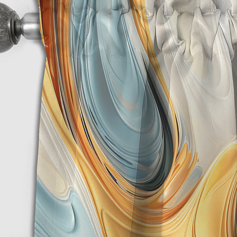 Rideau occultant rétro à motif de vagues rétro bleu et orange II élégant, L 52 po x L 90 po