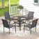 4-Person Patio Dining Set with Square Metal Dining Table and Stackable Textilene Armrest Chairs