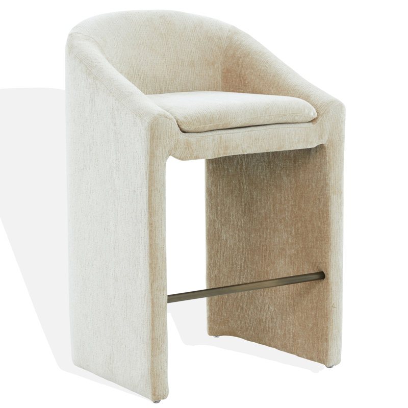 Tabouret de bar et de comptoir en chenille Kagan, Tabouret de bar (siège d'une hauteur de 30,7 po), Taupe